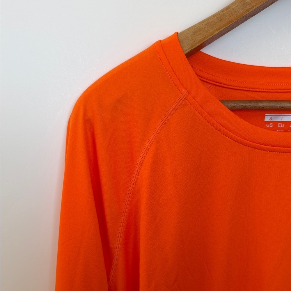 Orange Long Sleeve Performance Shirt Men 2XL 100% Polyester Athletic Tee - Picture 4 of 7